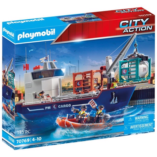 Playmobil City Action Fragtskib med båd – PL70769 – PLAYMOBIL City Action