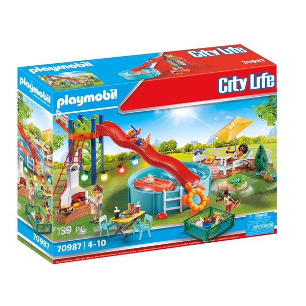 Playmobil City Life Poolparty med rutsjebane – PL70987 – PLAYMOBIL City Life