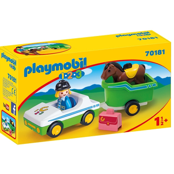 Playmobil 123 Bil med hestetrailer – PL70181 – PLAYMOBIL 1.2.3