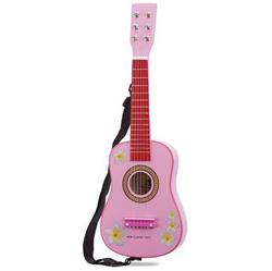 Guitar til børn, rosa med blomster